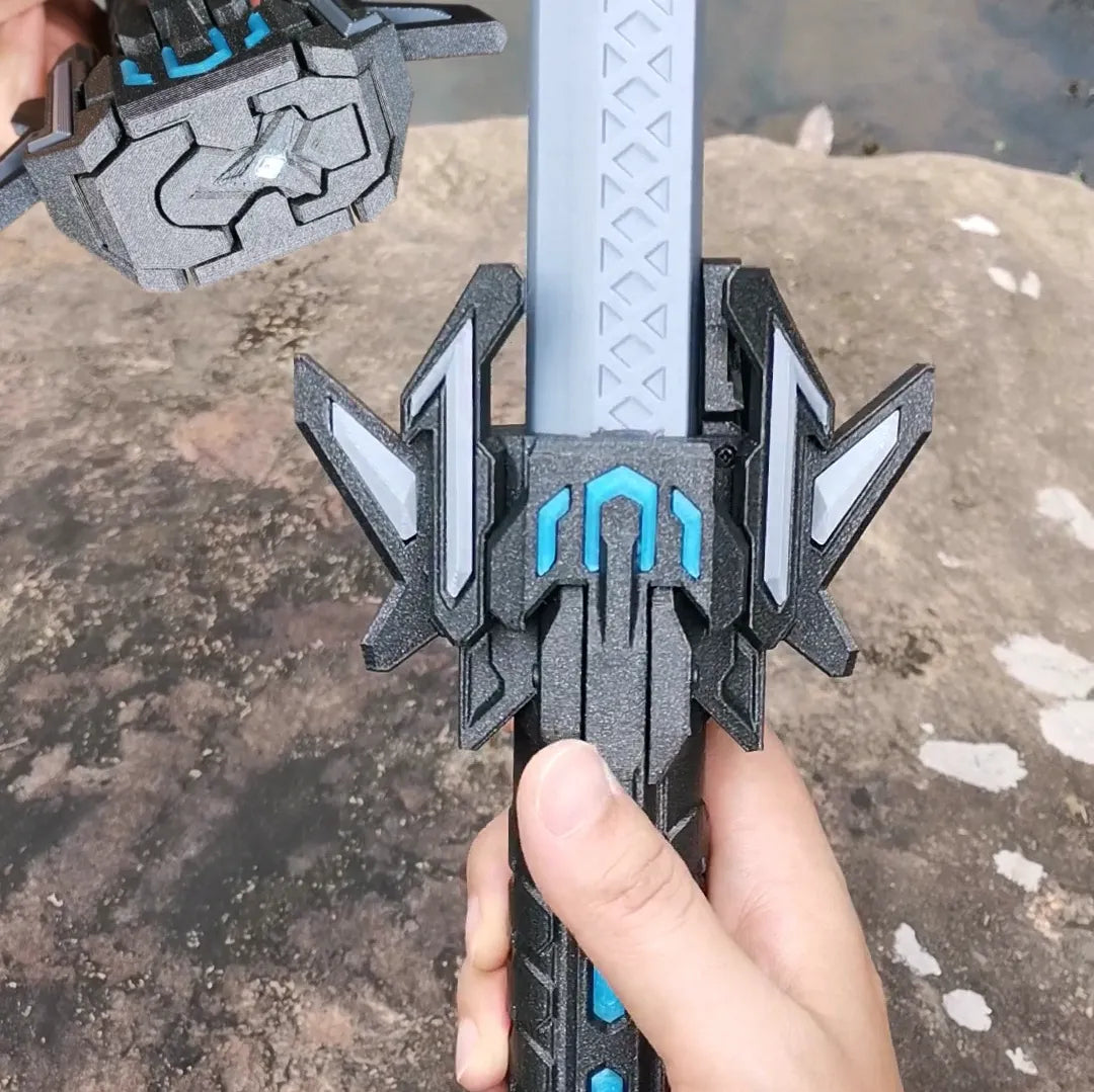 3D Printed Retractable Sword with Mecha-Style Trigger Switch (Generation 3)